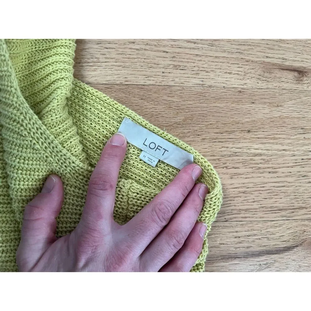 Loft Bright Avocado Tie Back Sweater‎ Medium